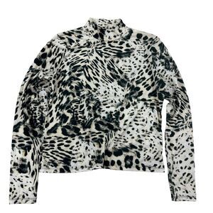 Elie. by Elie Tahari Animal Print Mock Neck Blouse Top Size S Polyester Spandex